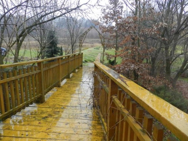 Żółty mostek w deszczu...