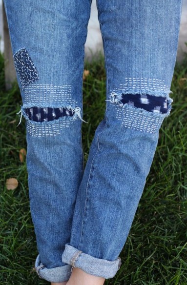 Kreatywne użycie boro do łatania jeansów...